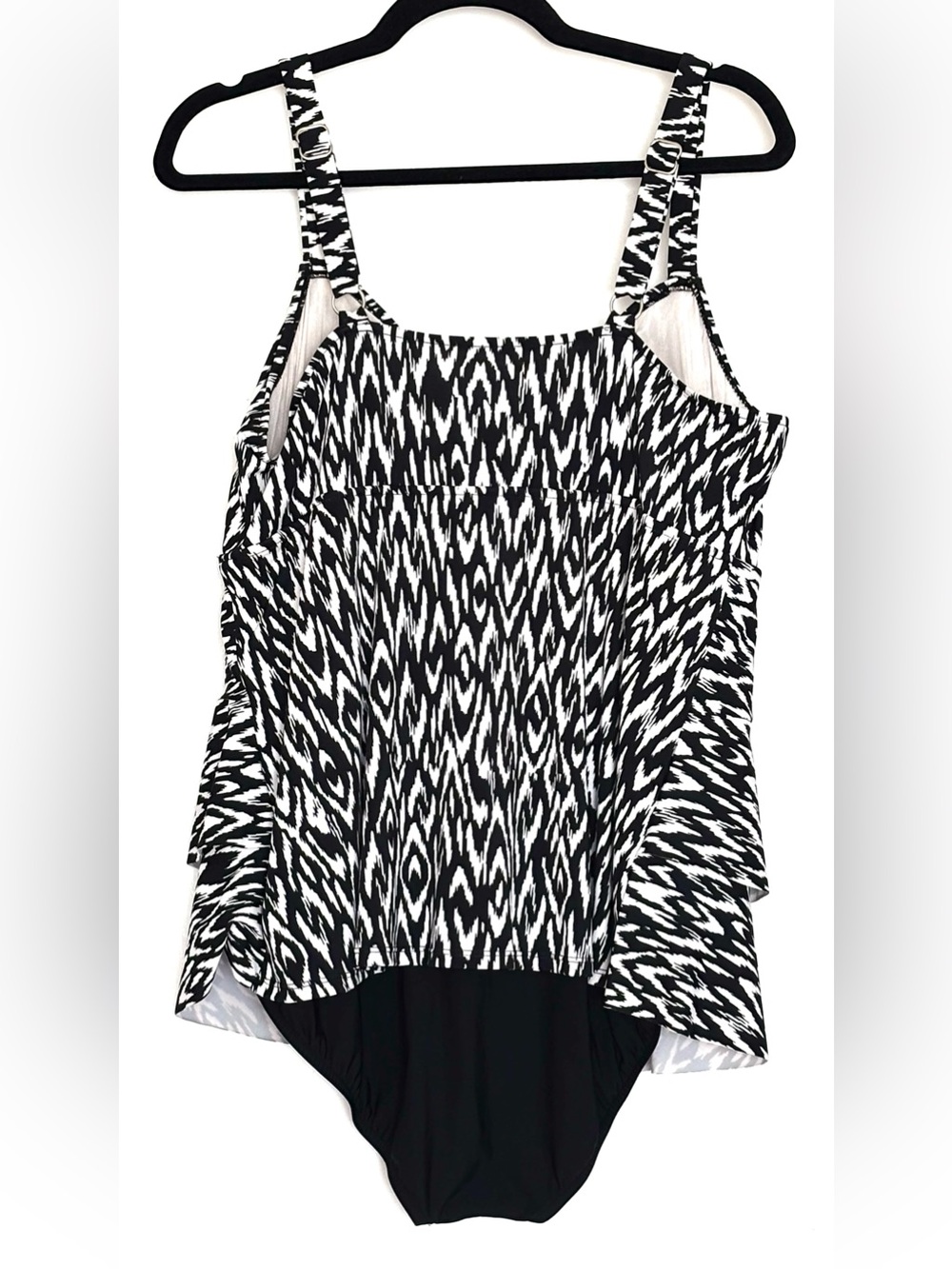 Swim Solutions Mod Eclectic Tiered Fauxkini One-Piece Swimsuit Size 18W - Picture 2 of 4